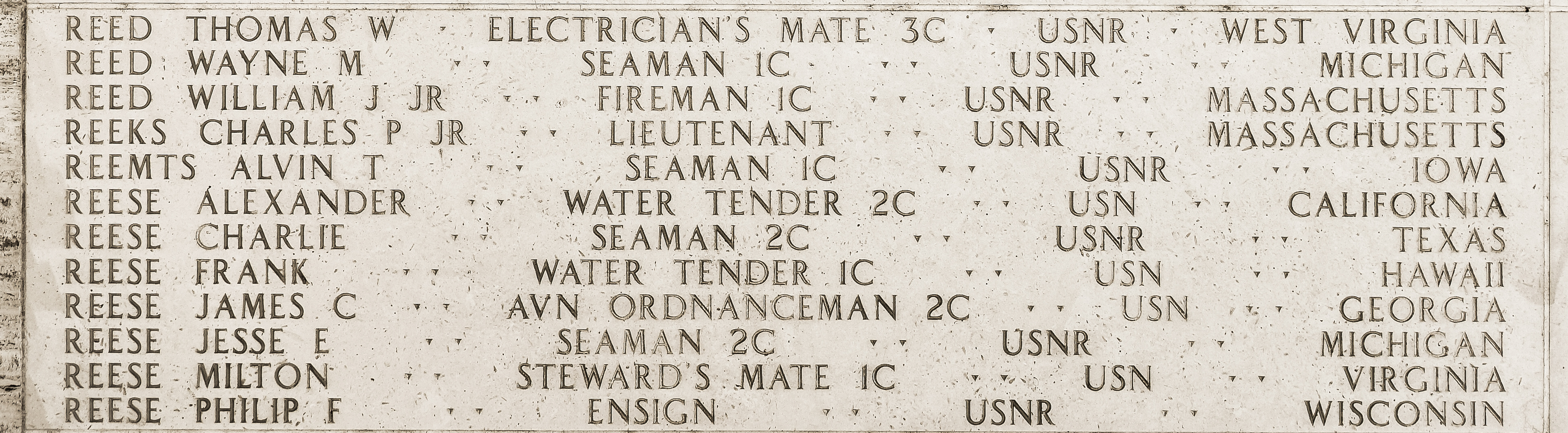 Thomas W. Reed, Electrician's Mate Third Class